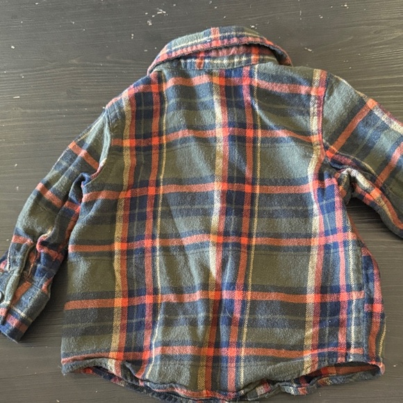 Old Navy Kids Plaid Button-Down Shirt - Green and Red - Picture 3 of 5